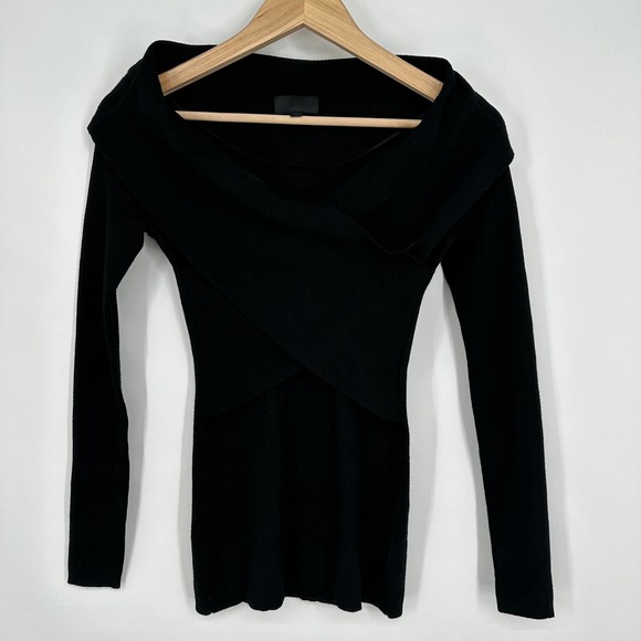 Intermix Off The Shoulder Sweater Wrap Criss Cross Long Sleeve Fitted Sweater - Picture 5 of 9